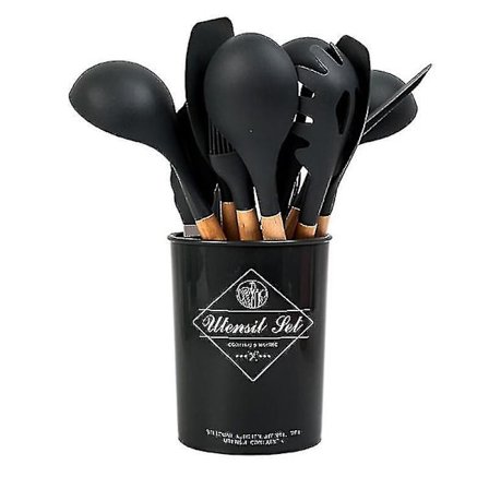 Silikon Køkkenredskabs Sæt 11 stk. Akacietræhåndtag