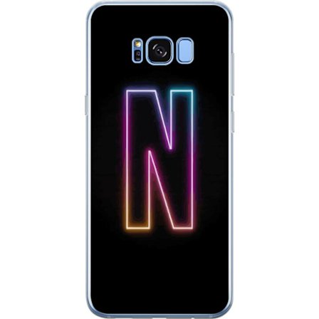Kompatibelt Mobildeksel til Samsung Samsung Galaxy S8+ Minimalistisk neonbokstav N i fargeskiftende lys mot svart bakgrunn