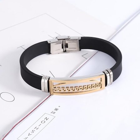 Lyxigt Handgjort Stål & silikon armband för män special-logo