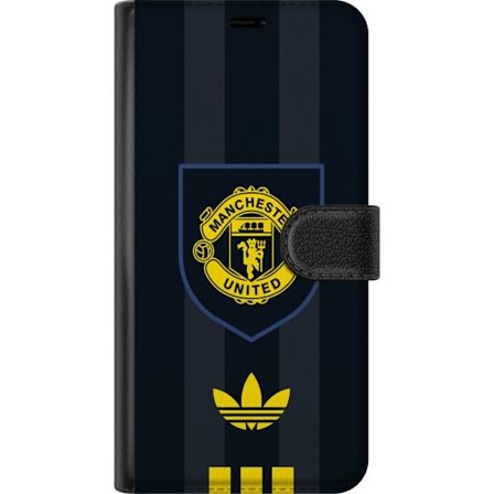 Samsung Galaxy A56 Lommeboketui Manchester United Adidas logo skjold fotballklubb plakat Premier League retro gul svart design kunst