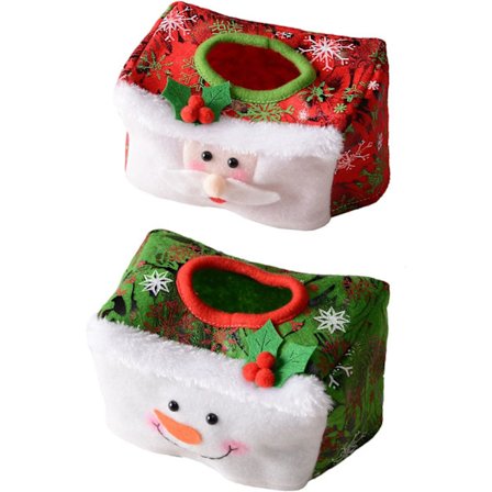 2Pcs Christmas Tissue Box Cover,Rectangular Napkin Holder Storage Box Cover for Home Kitchen Decor Party Supplies
