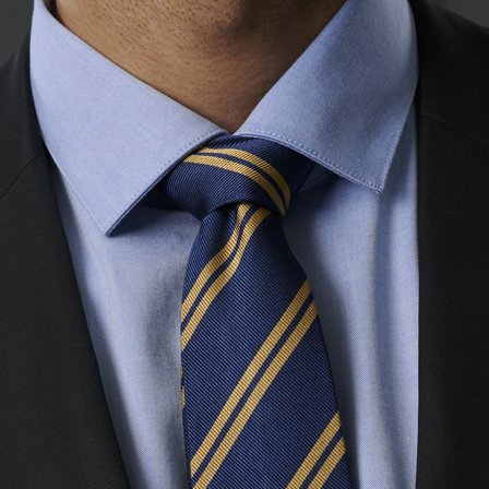 Gold Twin Stripe Navy Silk 8cm Tie for Men - Patterned Ties