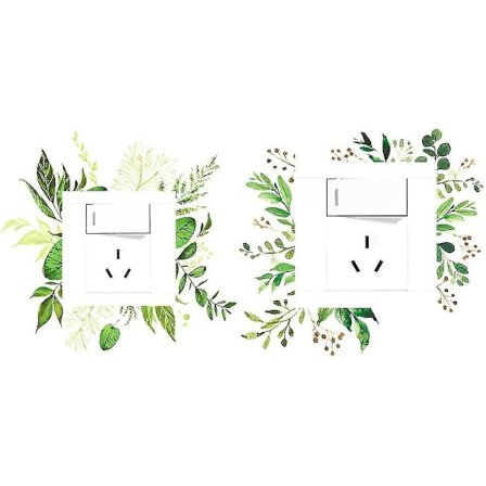 Grønt blad lysbryter klistremerke 2 stk. Flyttbar plante lysbryter dekor klistremerker Diy veggkunst klistremerker
