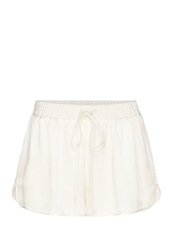 Monki Short Low-Rise Satin Shorts - White - S