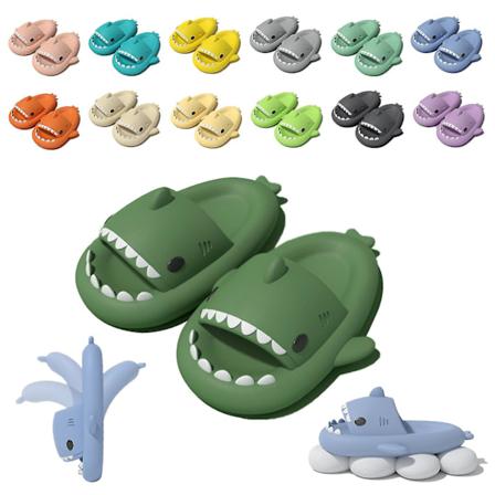 Shark Slides Sandaler - Søte Sklisikre Strand Dusj Par Sko 36-37 Mørkegrønn