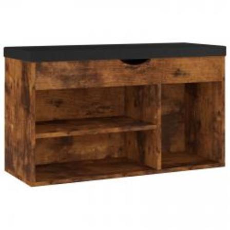 Vidaxl Skobänk Med Dyna Rökt Ek 80x30x47 Cm Spånskiva Brun