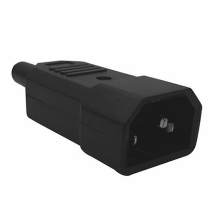 IEC C14 Hannplugg Ledningsbar Strømkontakt 3-Pin IEC-C14 Sokkel Datamaskin Strømkabel Adapter 10A 250V Svart Kontakt