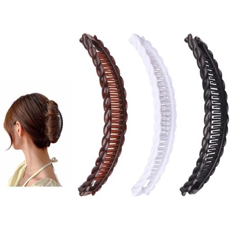 3-pak Banan Clips - Hårklemmer til Kvinder - Store Vintage Fiskeformede Hestehale Kam Clips