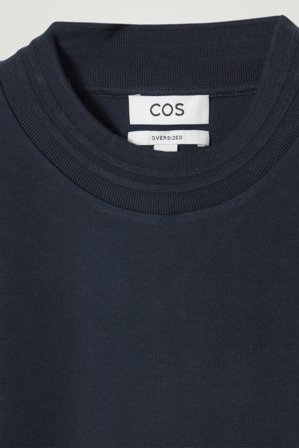 COS Men's T-Shirt Oversize Pesante Con Collo A Lupetto in Blu