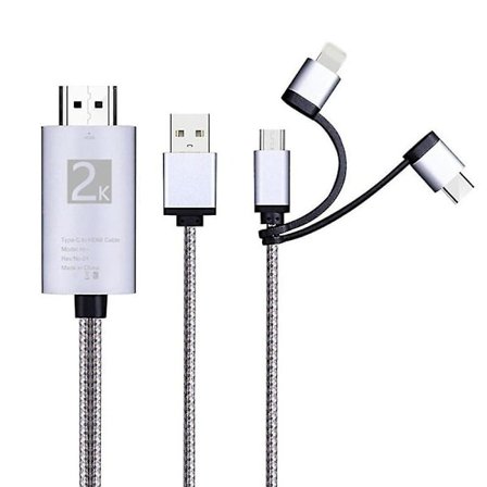 -usb Type C To 3 In 1 2k Hdtv Tv Connector Usb Adapter Cable For Monitor Ipad Android Smartphone