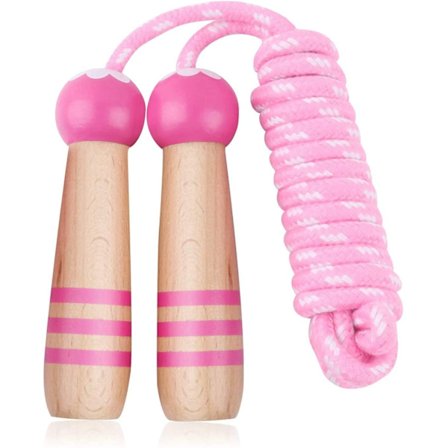 Springtov til børn, hoppetov til børn med træhåndtag og flettet