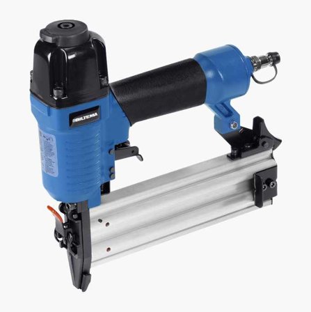 Biltema - Luftdrevet Dykkertpistol GA18 for Spikring av Bilderammer, Lister, Sokler, Møbler - Høy Slagkraft, Sikkerhetssperre, Rett Magasin