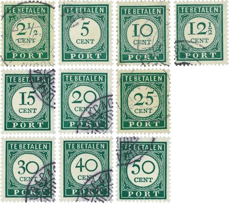 Curacao 1948-1949 - Portomærker NVPH P34-P43 - Stemplet