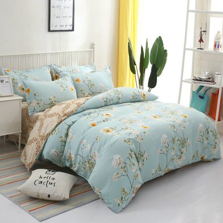 Farverigt blomstermønstret mikrofiber dynebetræk - 3-delt sæt