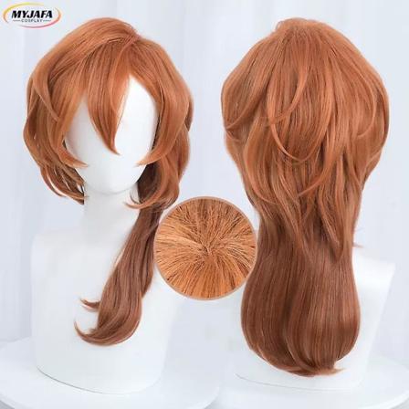 Korkea laatuinen Bungo Stray Dogs Chuya Nakahara Cosplay Peruukki - Lämmönkestävä synteettinen hiusperuukki peruukkihatulla