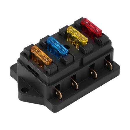 12-24V bil 4-vägs krets standard blad säkringsbox blockhållare med 5A+10A+15A+20A säkring