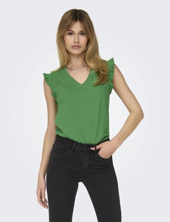 ONLY Onlmay S/S Frill V-Neck Top Box Jrs - Green - S