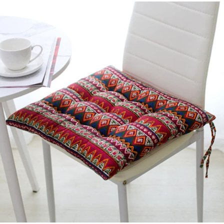 (Rød) Sett med 2 Spisestolputer, Hagepute, Kjøkkenputer med Bånd