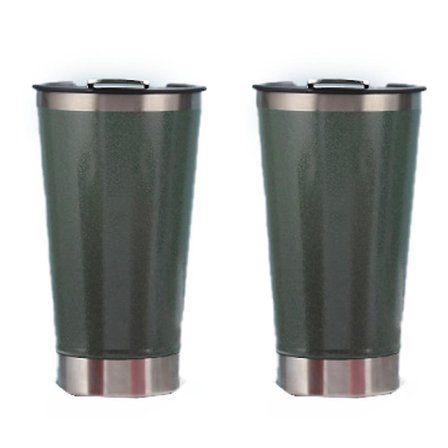 2 stk rustfritt stål tumbler med sugerør, sølsikker lokk