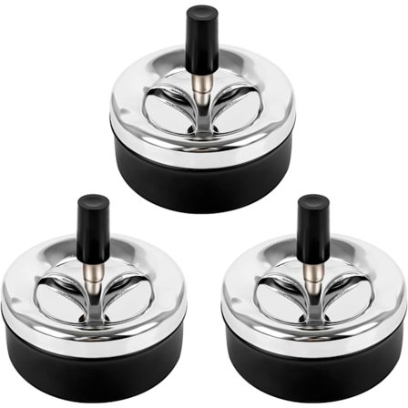 XJ-3 stk roterende askebegerholder uten aske trykk ned askebeger ekstra stor krom vindtett askebeger utendørs bordaskebeger askebeger stor rund (9 * 