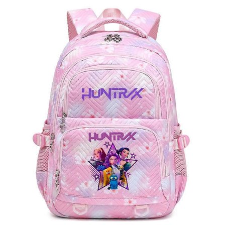 Kpop Demon Hunters Trykt Ryggsekk Studenter Skolesekk Anime Tegneserie Skulderveske for Barn Tenåringer Fans Rosa Stil 03