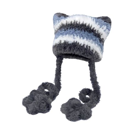 Lue med katteører for kvinner, komfortabel heklet lue, skihue, avslappet strikket lue