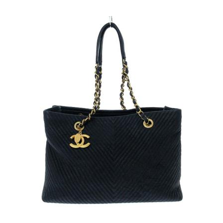 Chanel Vintage Tote Tass , Blauw , Dames , Maat: ONE Size Vintage Tassen