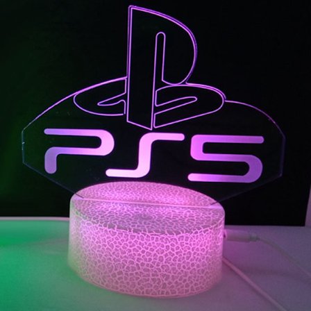 PS5-kompatibel LED-natlampe med revneeffekt og ladestation Crack Touch Farverigt Sæt