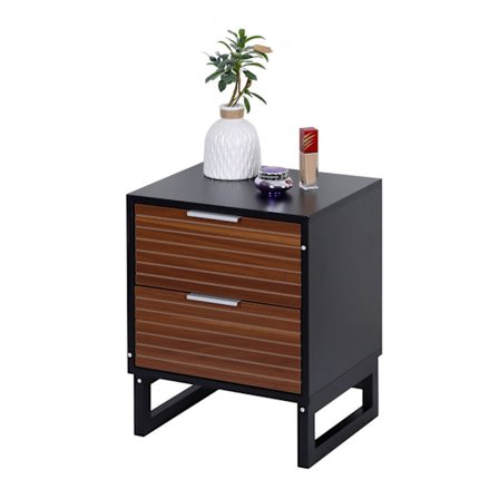 2-laatikkoinen yöpöytä, bambujalat, alumiinikahvat