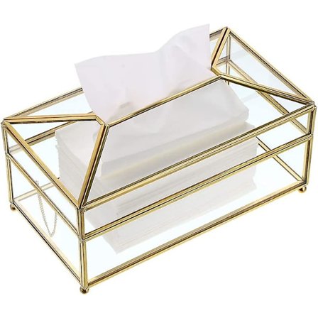 Rektangulär Klar Glas Vävnadslåda, Dekorativ Glas Handduk Förvaringslåda, Vävnadsställ För Byrå, Badrum, Sovrum, Heminredning, Kontor, Bar, Restaurang