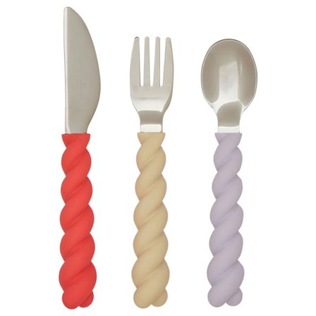 Oyoy mini OYOY Mini Mellow lasten ruokailuvälineet, lavender/vanilla/red