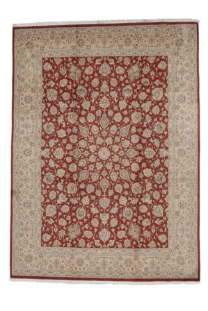 Hand Knotted Tabriz Royal Rug 243X336 Wool Brown/Dark Red Large