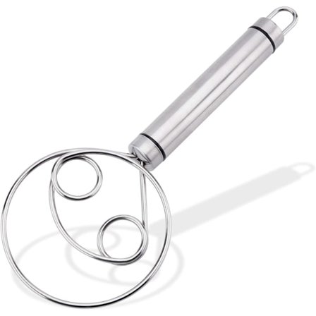 Dansk degblandare i rostfritt stål, manuell degskrapa och mjölspiralvisp, mixer