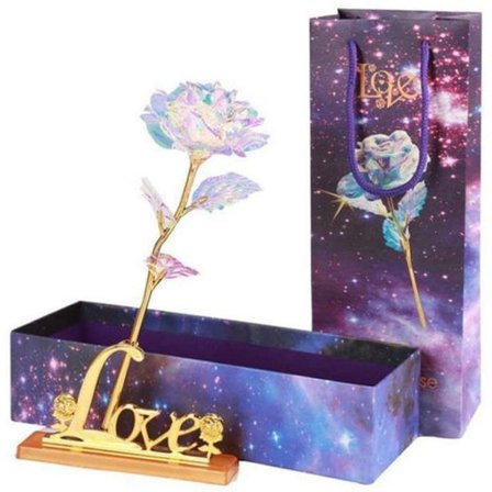 Galaxy Rose, 24K Rose Blomster Guld Romantisk Gave Plastik Kunstig Dekoration