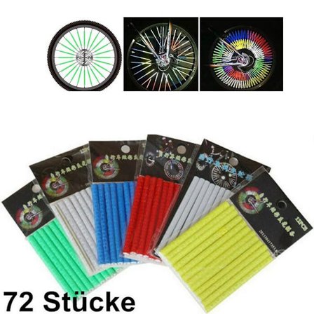 72 kappaletta värikkäitä polkupyörän heijastinpuikkoja puolaheijastimia puikot turvallisuus 6 väriä KLB