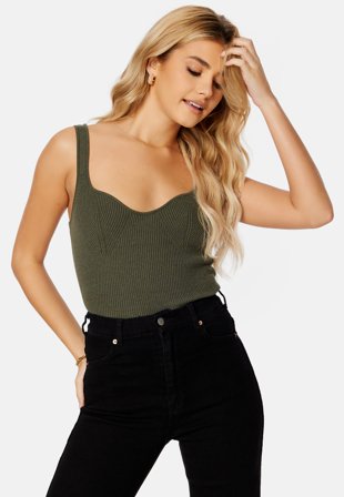BUBBLEROOM Sabine knitted bustier Dark green Klær