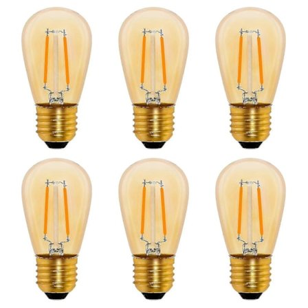 S14 Vintage LED Filament Lyspære E27, 1w Amber Edison Erstatning 10w Glødelampe, Ikke-dimbar, Varmhvit 2200k, AC 220v, Pakke med 6 [DB]