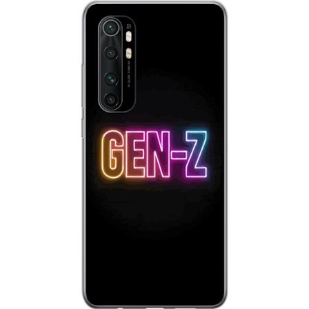 Yhteensopiva Puhelinkuori Xiaomi Xiaomi Mi Note 10 Lite Neontext Gen Z värikkäässä valossa tummaa taustaa vasten modernissa digitaalisessa tyyliis