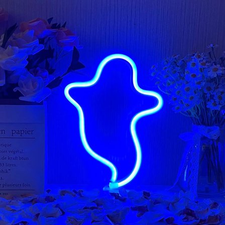 Neon Ghost LED Neon Skylt Ljus Halloween Ghost Neon Skyltar för Säng