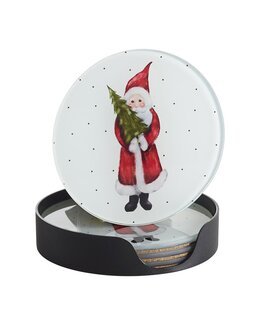 Glasbrikker Julefred 4-pak med trykt motiv Hvid