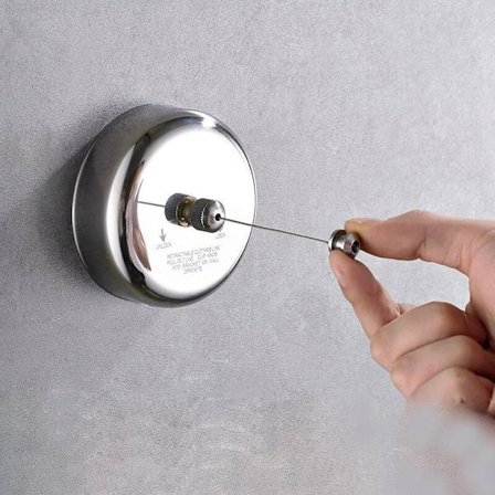 304 rostfritt stål, rund, infällbar, osynlig badrumstork, väggmonterad klädhängare 2,8 m-20 kg nylonrep