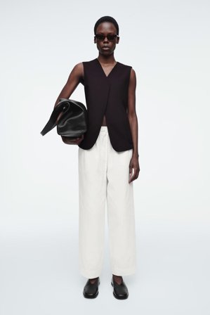 COS Damen Schmal Zulaufende Baumwollhose Mit Kordelzug - Weiss