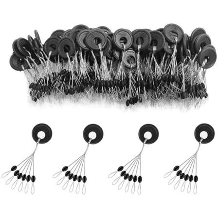 600 st Gummi Fishing Bobber Beads Stoppare, 6 i 1 Float Sink Stops, Svart Oval Form Float Stop Tillgänglig M