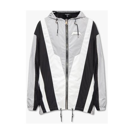 Balmain, Hooded track jacket Grijs, Heren, Maat:XL