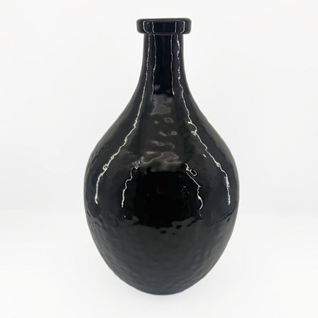 Sort glasvase, 27,5x27,5x46 cm, cylindrisk design