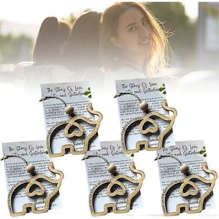 Vennskapsgave Søsterskap Elefant, Søsterskap Elefantpynt for Kvinner Tribe, Tre Elefantpynt med Historiekort, Julelefant (FMY)