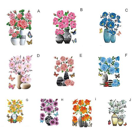 DIY Plant Vas 3D Stereo Klistermärken Självhäftande Vägg Kylskåpsdekoration Vattentät