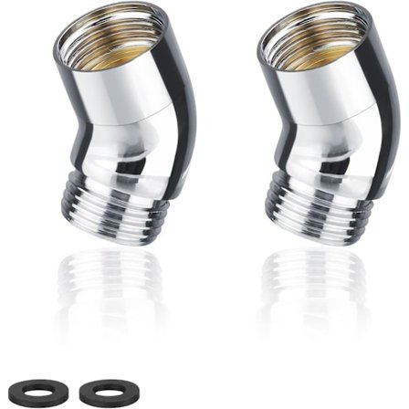 Adapter, 2 stk. 135° vinkelbøjet brusehovedadapter, messing håndbruser A