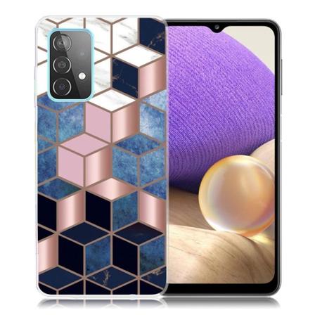 Marble Samsung Galaxy A32 5G Etui - Blå / Gold Cube Multicolor