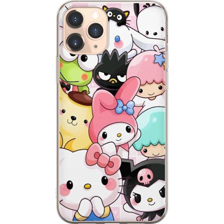 Kompatibelt Mobildeksel til Apple iPhone 11 Pro Tett mønster av søte figurer med store øyne i ulike farger og uttrykk med LABUBU-tekst